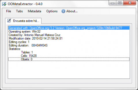 OOMetaExtractor, o como mejorar la privacidad de los usuarios de OpenOffice.org