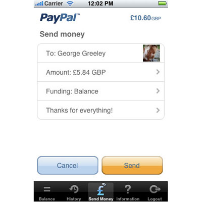 PayPal se actualiza en iPhone