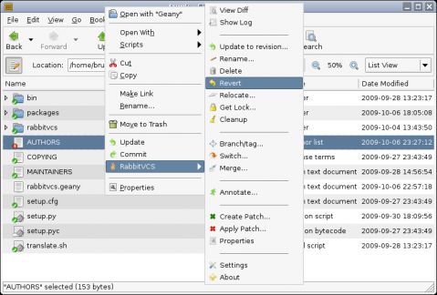 RabbitVCS: Cliente SVN gráfico para Linux