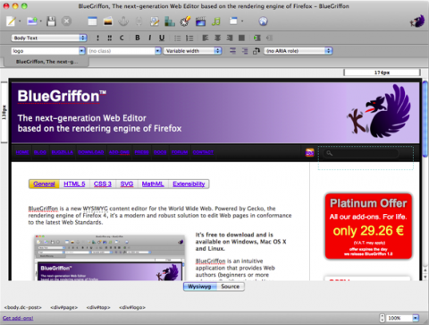 BlueGriffon: un editor de HTML5 y CSS3 basado en Firefox 4