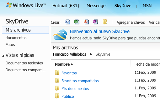 SkyDrive se actualiza a HTML5