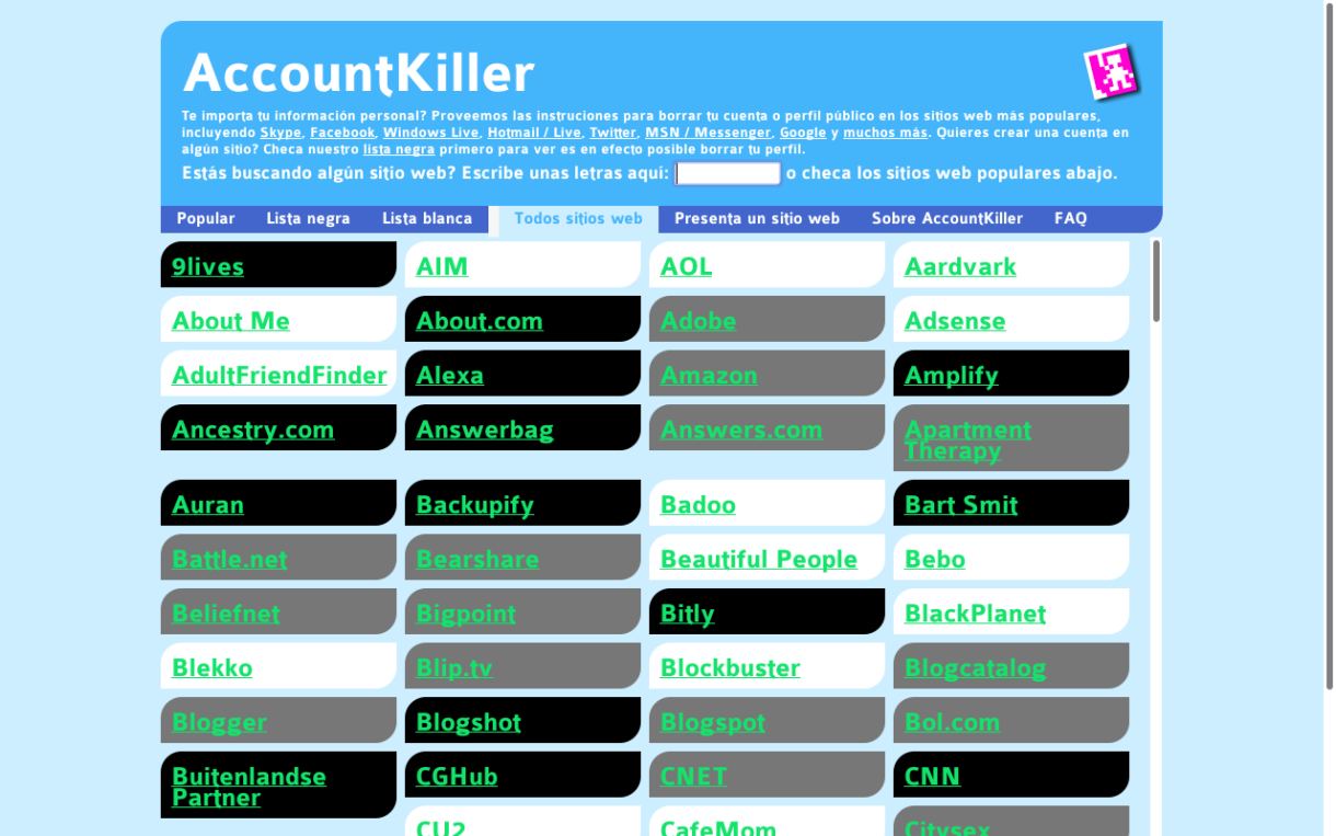 AccountKiller, o cómo borrar tus cuentas de servicios web