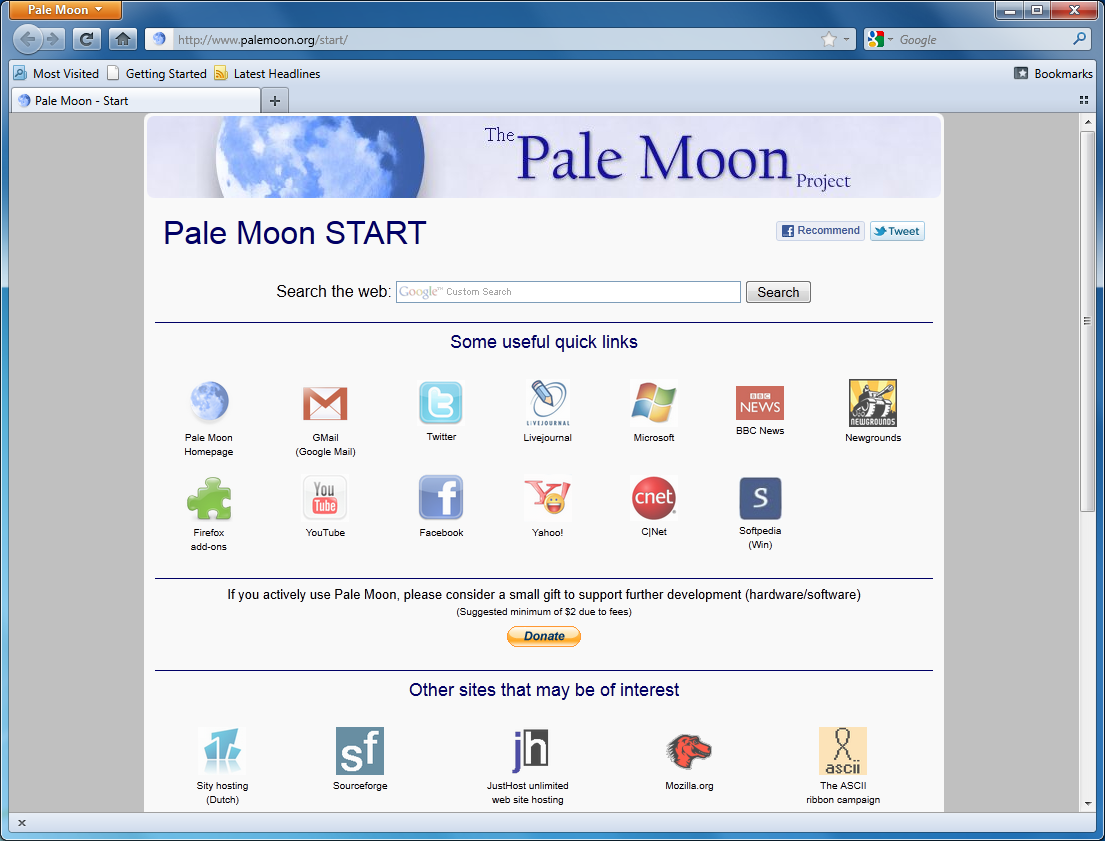 Pale moon windows xp