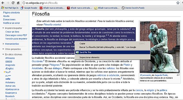 Send Me This: la manera más fácil y rápida de guardar texto de un sitio web