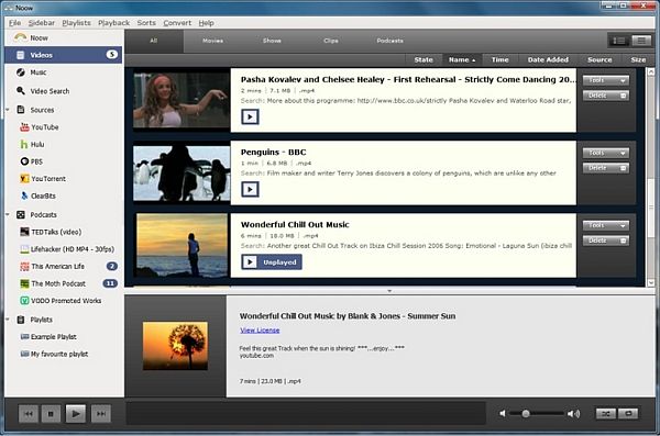 Noow Media Player descarga, organiza, convierte y visualiza vídeos de varias fuentes en línea