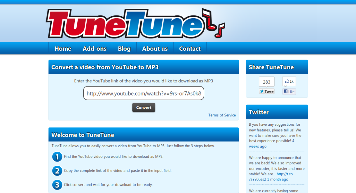 Convierte vídeos de YouTube a MP3 con TuneTune