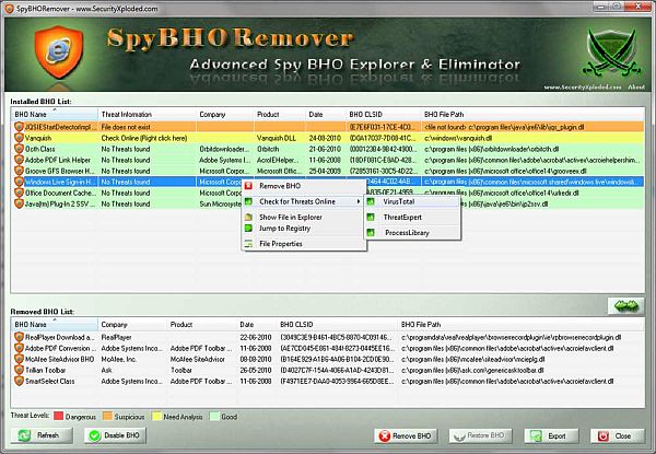 Elimina los BHO maliciosos con SpyBHORemover