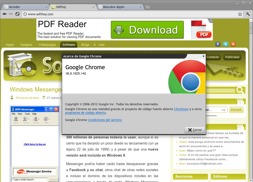 Disponible Chrome 18