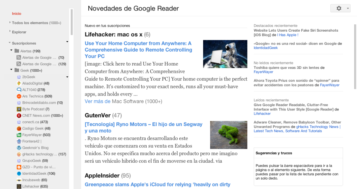 GReader Readable, o cómo mejorar la interfaz de Google Reader