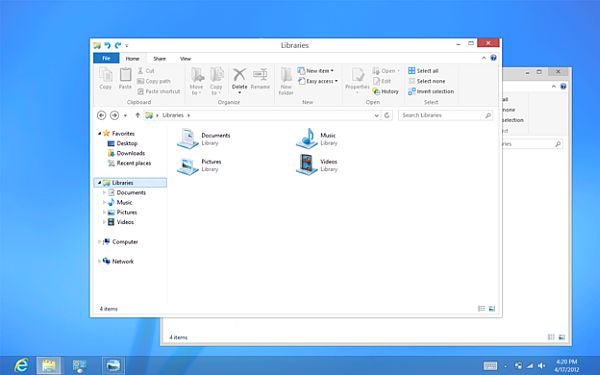 Windows 8 eliminará los efectos de aero con un escritorio más limpio.