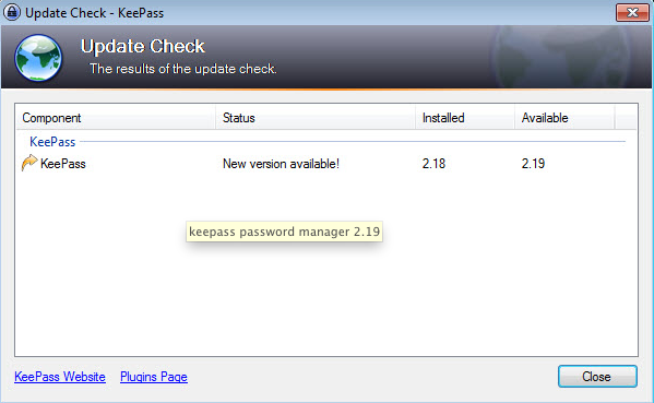 Disponible KeePass 2.19