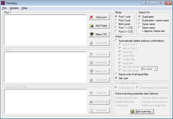 CloneSpy elimina archivos duplicados