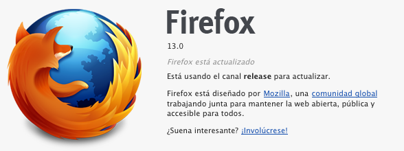 Ya está disponible Firefox 13 final desde los servidores FTP de Mozilla