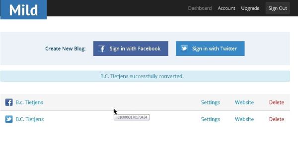 Mild convierte tu cuenta de Facebook o Twitter al formato blog