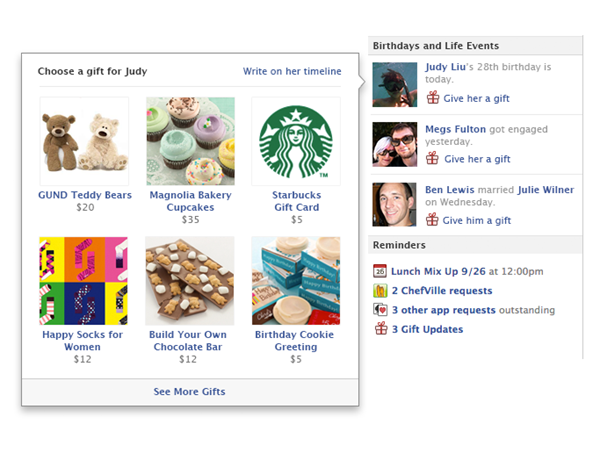 Facebook Gifts permitirá enviar regalos reales a tus amigos de Facebook