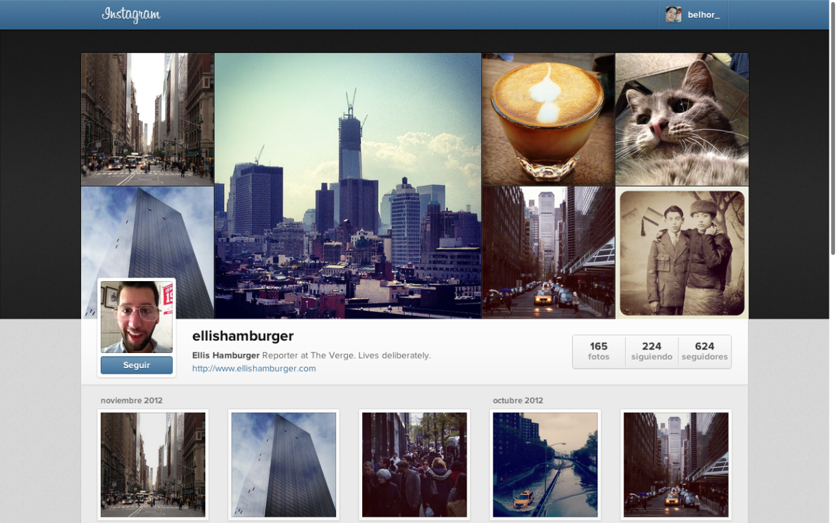 Instagram lanza perfiles web