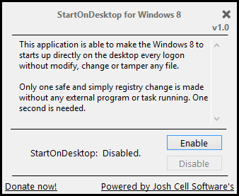 StartOnDesktop, o cómo iniciar sesión directamente en el escritorio de Windows 8