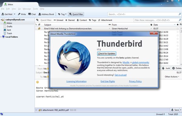 Llega el Thunderbird 17 versión con soporte extendido