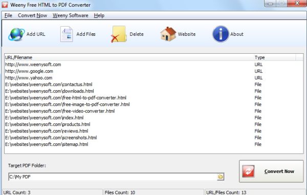 Weeny Free HTML to PDF Converter: Convierte una página web a PDF