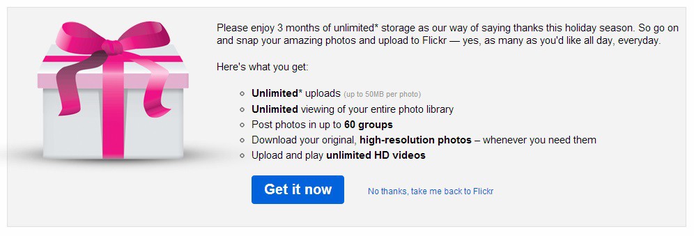 Flickr te regala 3 meses de servicio Pro