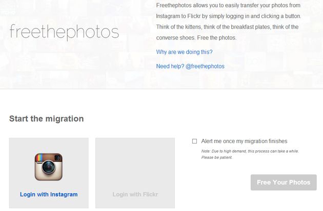 Freethephotos ofrece un servicio gratuito de migración de fotos de Instagram a Flickr