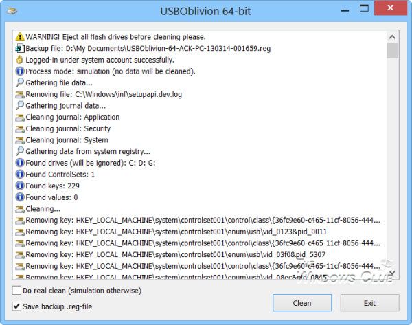 USBOblivion elimina rastros en el registro de los dispositivos USB