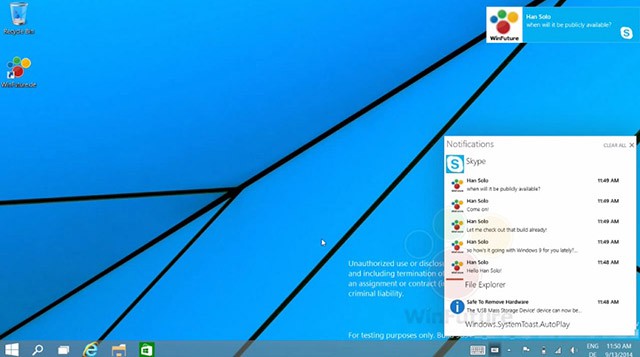 Vemos el centro de notificaciones y Cortana de Windows 9