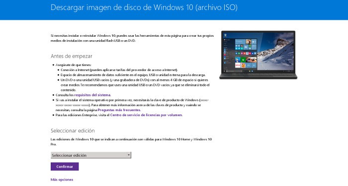 Así puedes descargar las imágenes ISO de Windows 10