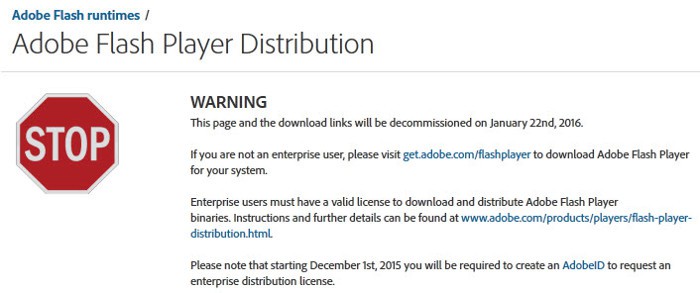 Adobe le dice adiós a Adobe Flash: retirará los enlaces de descarga el 22 de enero de 2016