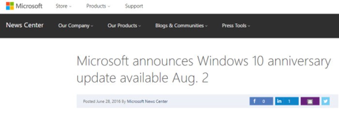 Microsoft confirma el día en el que podremos actualizar a Windows 10 Anniversary Update