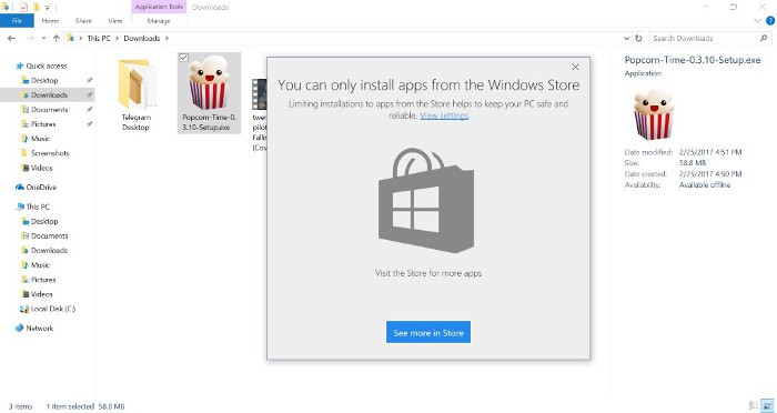 Windows 10 Creators Update: bloqueando la instalación de aplicaciones Win32