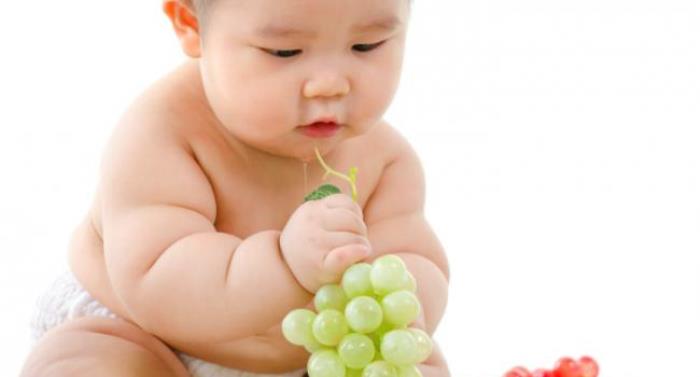 bebé comiendo uva